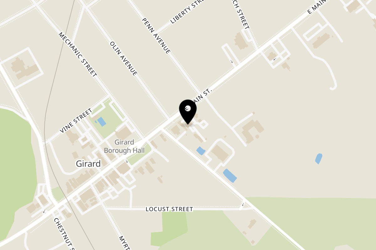 Map showing the location of Mike N' Dangelo's Italian Restaurant and Pizzeria Mike N' Dangelo's Catering on 137 Main Street East in Girard